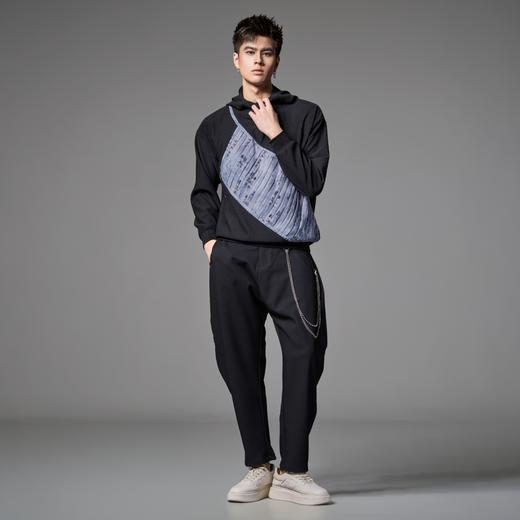 PINLI品立春季新款中国风拼接连帽卫衣男士国潮宽松休闲帽衫B243109070 商品图4