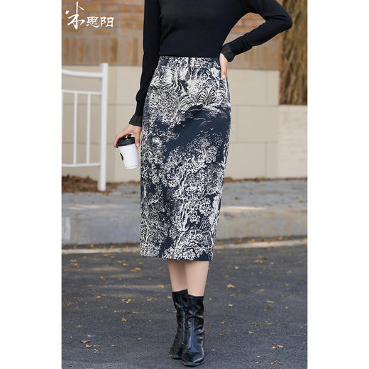 剩M 米思阳2026春季新款时尚设计感半身裙潮流国风水墨印花裙子女2058 商品图0