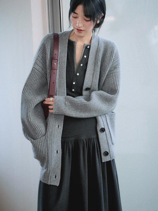 Even Vintage|都市简约 磨毛羊绒感亨利领假两件针织衫优雅半身裙 商品图1