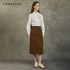 Famecoco范可儿肌理感粗斜半身裙简约高级感高腰直筒FAC6HA025 商品缩略图2