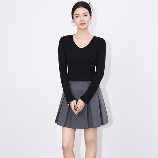 【高货wl】全新升级【铂金会员201/天猫269/差价68】(05914) 洛诗琳复古高级感法式珍珠边设计感长袖百搭针织打底上衣 商品图4