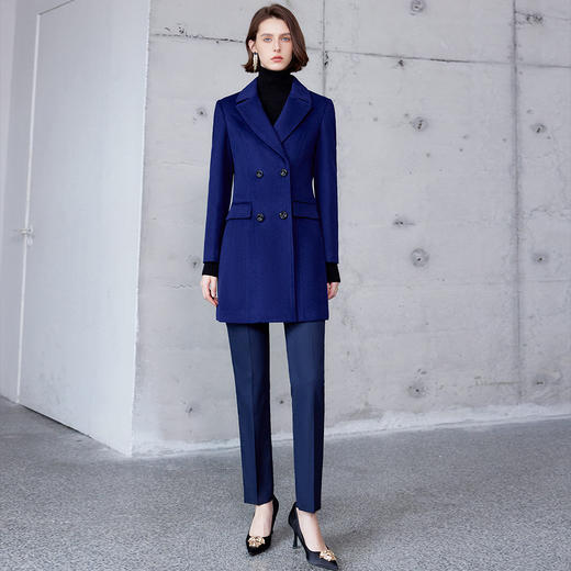 IWY/宝蓝中长款大衣女气质修身羊毛外套售楼部物业ND9021 商品图4