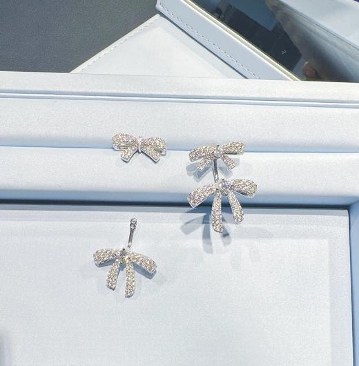 何F 双层蝴蝶结两用耳钉，蝴蝶结又把少女心给唤醒了！ 商品图3