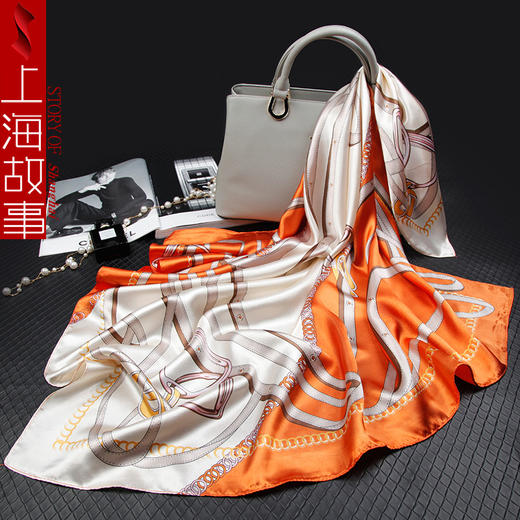 【上海故事，新款仿丝大方巾】2025春秋新款丝滑质感大方巾，手感柔软飘逸透气亲肤丝滑，薄空姐领巾仿丝丝巾妈妈礼物QQ新年礼盒年货礼盒 商品图11