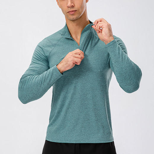 跃牌【欲动春风】男装系列 男士秋冬健身长袖速干跑步训练服半拉链修身套头运动卫衣11516 商品图2