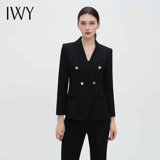 IWY/干练黑色新中式职业西服套装气质职场总裁范干练时尚工作服OLC14105+P34105-黑色 商品图0