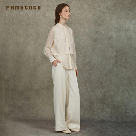 Famecoco范可儿双层假两件衬衫国风改良小立领衬衣FAC6BH015 商品图2
