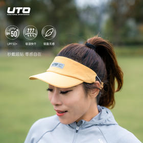 UTO/悠途抽绳空顶帽夏季户外运动健身跑步防紫外线透气无顶遮阳帽