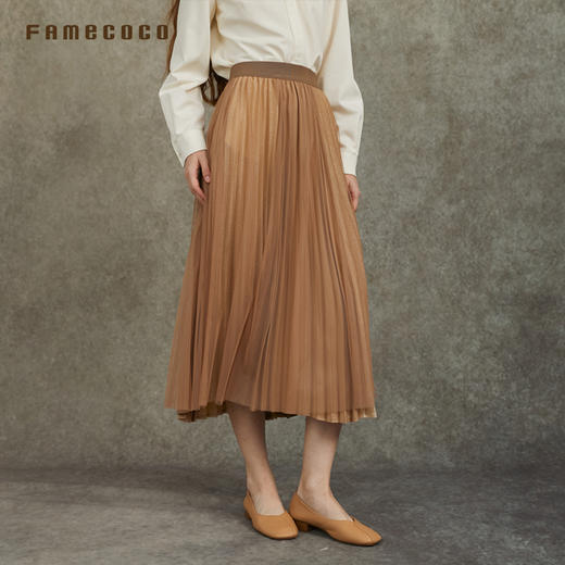 Famecoco范可儿气质网纱蕾丝半裙优雅知性A字裙FAC6HA005 商品图1