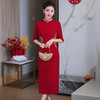 高端喜婆婆红色年轻刺绣亮丝敬酒结婚新中式妈妈婚宴装婚旗袍HQ349 商品缩略图2
