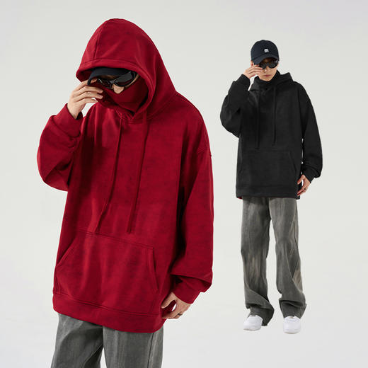 【加绒】【新款DSY】大依优型大码加绒连帽扎染卫衣长袖加肥加大休闲运动上衣男打底衫胖子冬季保暖 商品图12