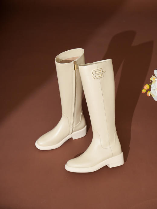 豪麟名鞋BALDININI女鞋长靴牛皮革D5B028N白色 商品图3