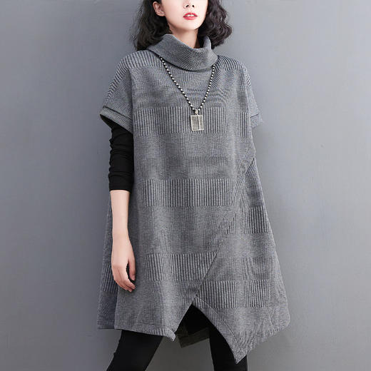 雀说文艺宽松大码女装套头A字不规则中长款连衣裙上衣ALB056-E0 商品图2