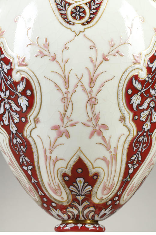 独角鹿西洋古董 法国御窑塞弗尔出品手绘描金装饰花卉主题瓷瓶 商品图2