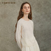 Famecoco范可儿百搭圆领针织打底衫优雅欧根纱拼接FAC6DB006 商品缩略图1