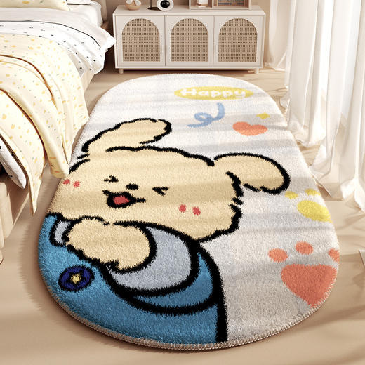 【可水洗，仿羊绒床边毯】卡通仿羊绒地毯 隔凉防滑垫 家用地毯 耐脏易打理 卧室床边毯 柔韧仿羊毛手感 拥抱小奶猫般的温柔-QQ 商品图1