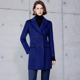 IWY/宝蓝中长款大衣女气质修身羊毛外套售楼部物业ND9021