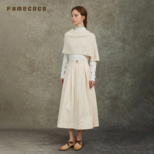 Famecoco范可儿文艺风半身裙羊毛针织衫外搭三件套FAC6EA008 商品图2