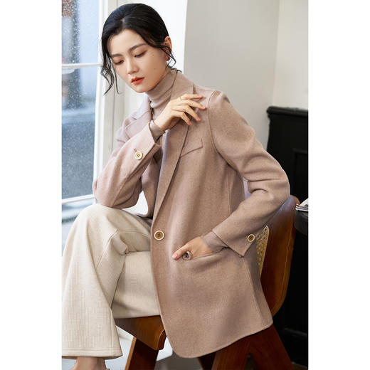 米思阳2025冬季新款经典简约风毛呢外套双面呢100%羊毛西装女1842 商品图2