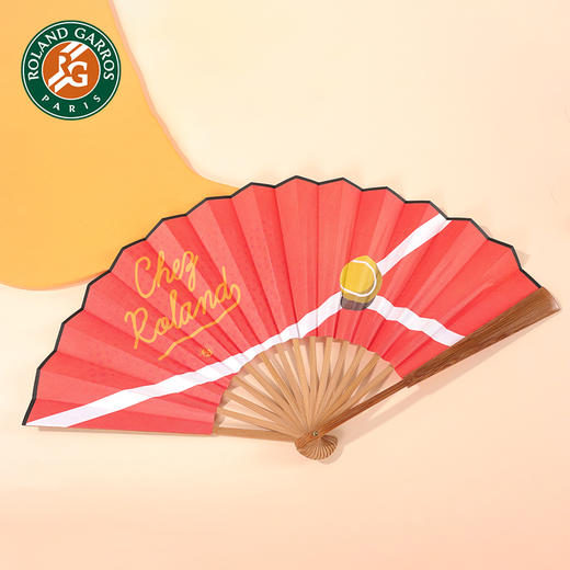 罗兰加洛斯法网官方扇子红土折扇夏季绢布竹扇随身携带折子扇 商品图1