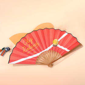 罗兰加洛斯法网官方扇子红土折扇夏季绢布竹扇随身携带折子扇