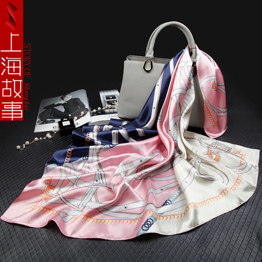 【上海故事，新款仿丝大方巾】2025春秋新款丝滑质感大方巾，手感柔软飘逸透气亲肤丝滑，薄空姐领巾仿丝丝巾妈妈礼物QQ新年礼盒年货礼盒 商品图12