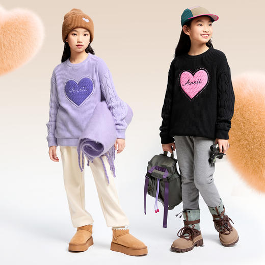 女童圆领针织衫冬季新款安奈儿童装EG444595 商品图2