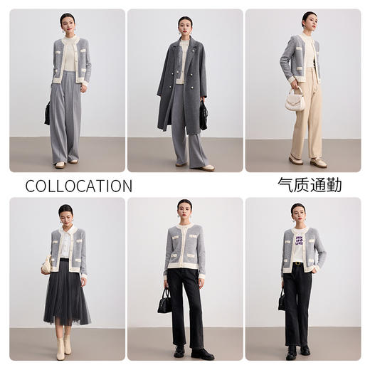 【商场同款】CNR4088“灰雅星河开衫”花纱灰色小香风开衫 H版型藏肉显瘦 圆领设计适合职场穿 定织特色珠片纱精美华丽毛衣 商品图4