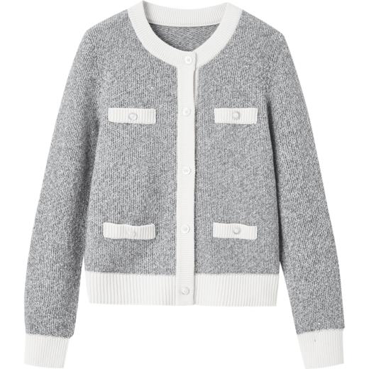 【商场同款】CNR4088“灰雅星河开衫”花纱灰色小香风开衫 H版型藏肉显瘦 圆领设计适合职场穿 定织特色珠片纱精美华丽毛衣 商品图10