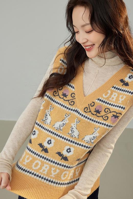 LNNNS 黄色兔子花朵图案针织背心上衣 17411 商品图4