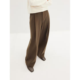 棉仓356618008  -连腰收褶直筒西裤