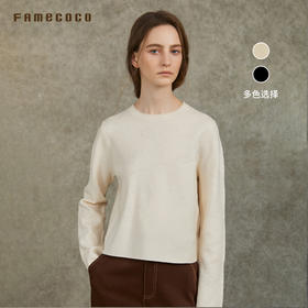 Famecoco范可儿通勤针织打底宽松*山水提花上衣FAC6DB004