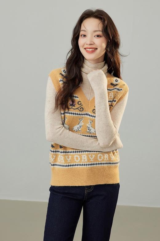 LNNNS 黄色兔子花朵图案针织背心上衣 17411 商品图3