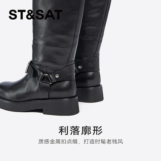星期六复古扣饰美腿长筒骑士靴SSC4117414 商品图4