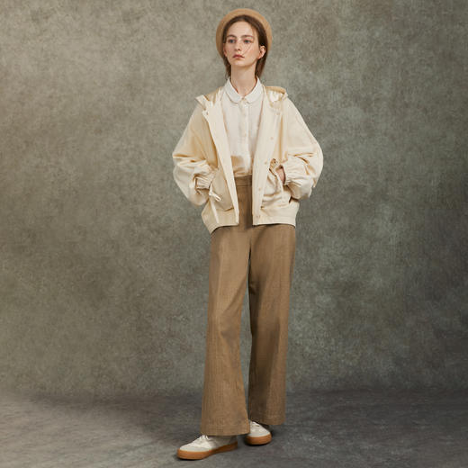 Famecoco范可儿上衣外套纯棉短款休闲宽松连帽外套FAC6AB002 商品图2