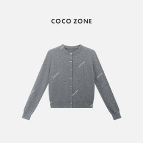 COCO ZONE 秋季圆领单排扣针织开衫长袖纯色上衣CC2C1476