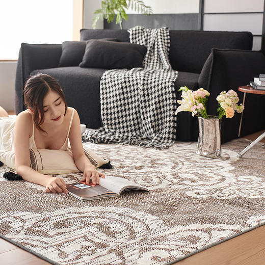 自然醒轻奢时髦拉波尔地毯高定轻奢扎染格纹条纹地毯客厅沙发卧室床边地垫防滑脚垫MT 商品图11