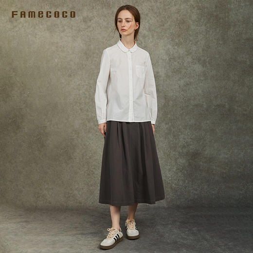 Famecoco范可儿灯笼袖衬衣法式小翻领法式长袖衬衣FAC6BH014 商品图2