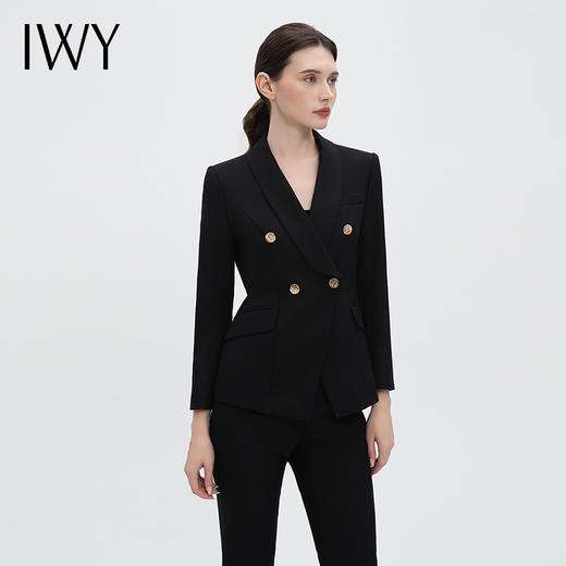 IWY/干练黑色新中式职业西服套装气质职场总裁范干练时尚工作服OLC14105+P34105-黑色 商品图2