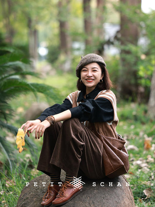 PETIT SCHAN小闪 CLO#626 Laugh-O-Grams 小欢喜 棉柞蚕丝松紧腰灯芯绒阔腿萝卜裤 商品图7