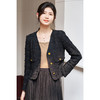 【复古小香外套】米思阳2026春季法式赫本格纹柔软弹力蕾丝面料 定制金葱混纺格纹1914 商品缩略图1