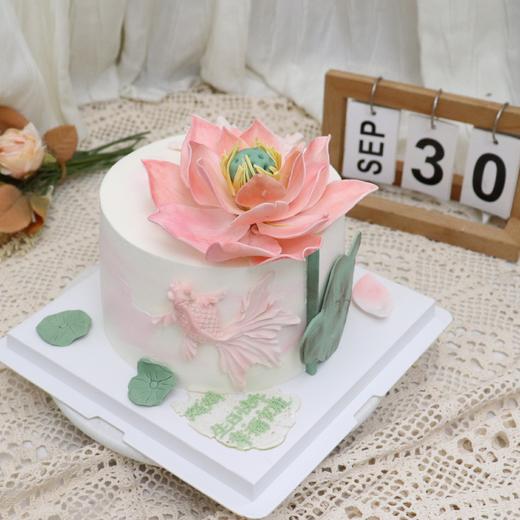 荷花锦鲤祝寿蛋糕 商品图1
