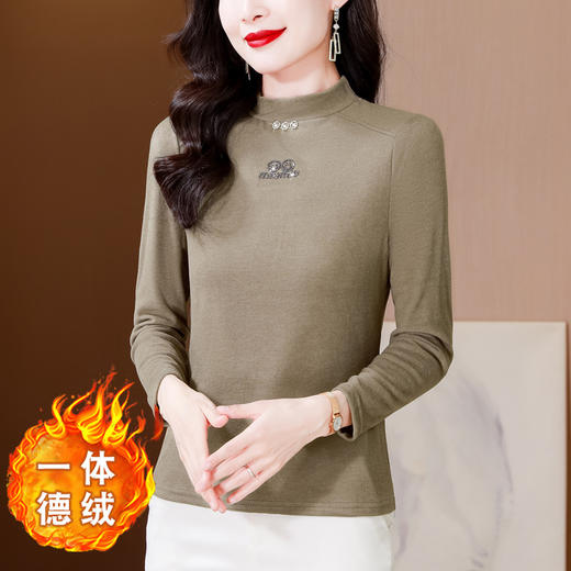 雀说半高圆领加厚德绒打底衫新款洋气内搭保暖上衣AL312 商品图0
