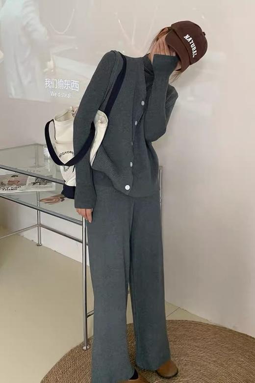 Le Malene 灰色马甲长裤三件套针织套装 17464 商品图1