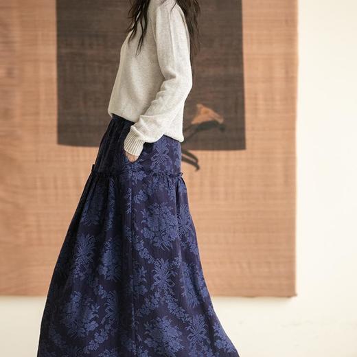 牧衣游原创提花丝麻混纺半裙------一束光 商品图1