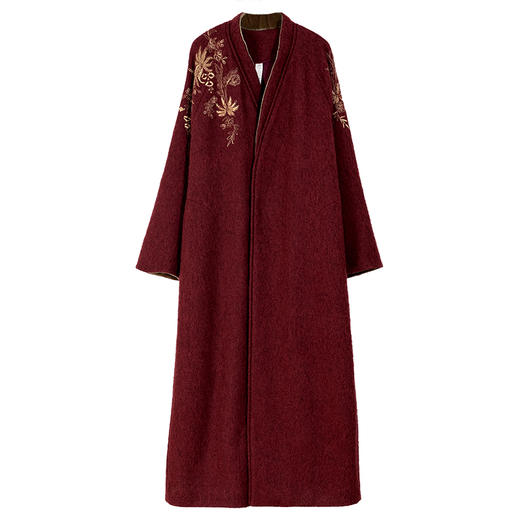 牧衣游原创 刺绣游牧感毛呢长外套------ 静水 商品图4