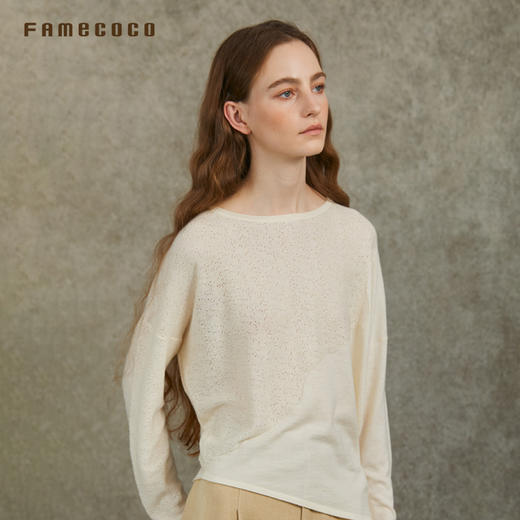 Famecoco范可儿圆领纯色套头百搭打底长袖女针织毛衫FAC6DB001 商品图1