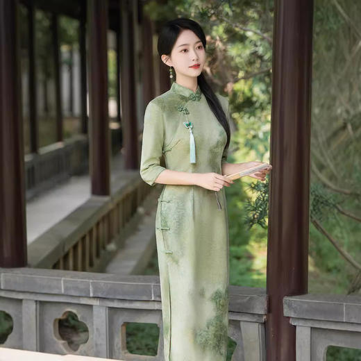ZAYS-221秋新款改良气质扎染旗袍日常修身时尚年轻新中式旗袍 商品图1