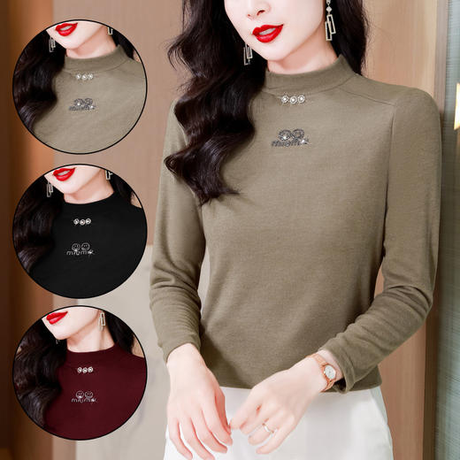 雀说半高圆领加厚德绒打底衫新款洋气内搭保暖上衣AL312 商品图3
