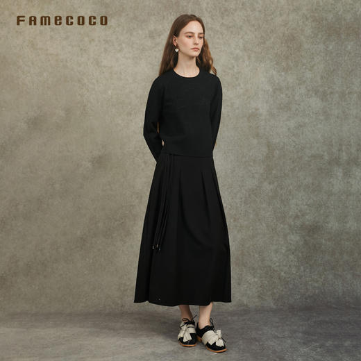 Famecoco范可儿通勤针织打底宽松*山水提花上衣FAC6DB004 商品图4